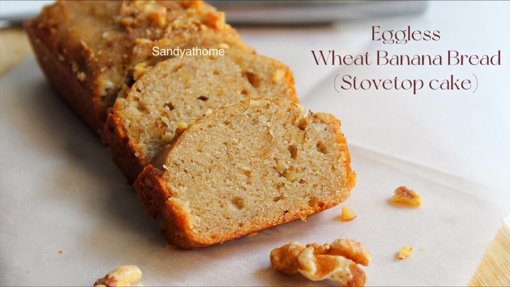 eggless banana bread, stovetop eggless banana bread, banana bread