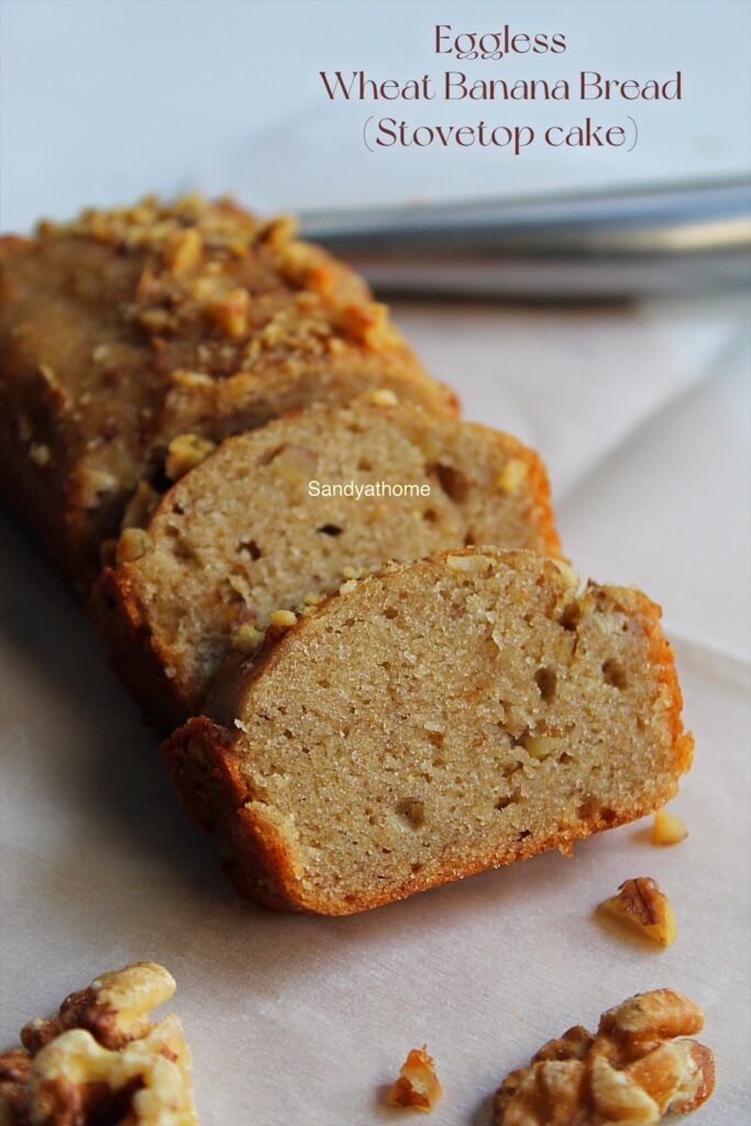 eggless banana bread, stovetop eggless banana bread, banana bread