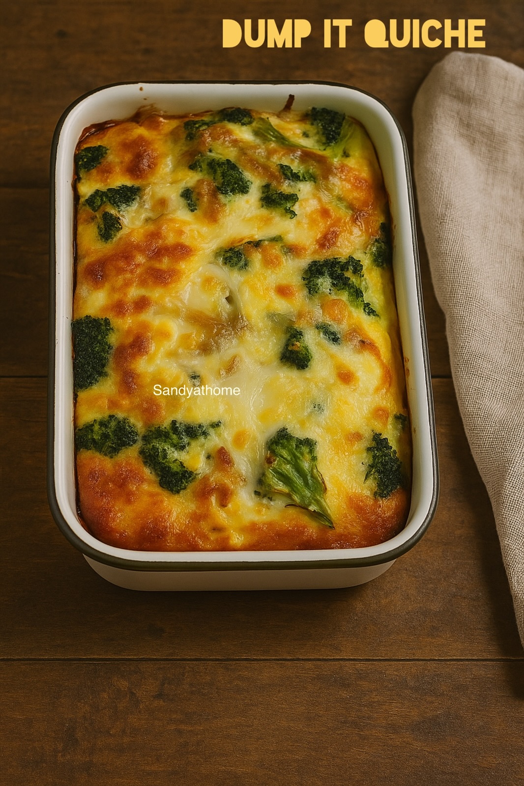 Cheesy Broccoli Bread Quiche with Mozzarella — Easy Dump-and-Bake Breakfast Recipe