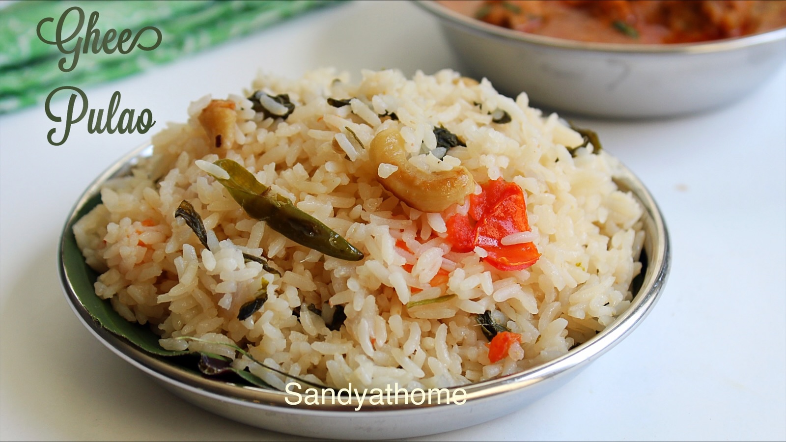 One-pot ghee pulao South Indian Muslim style with mint, green chilli, and tomatoes