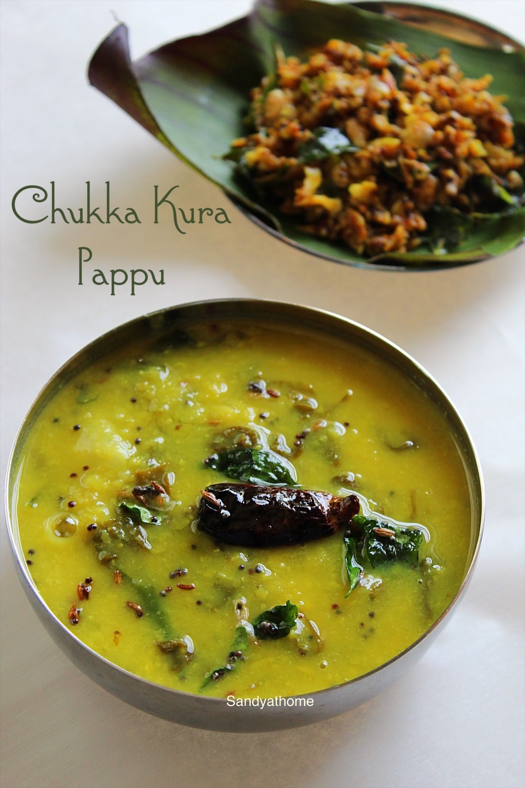 Traditional Andhra-style Chukka Kura Pappu recipe made with toor dal and sorrel leaves, served without onion and tomato — simple Telugu dal perfect for summer lunch.