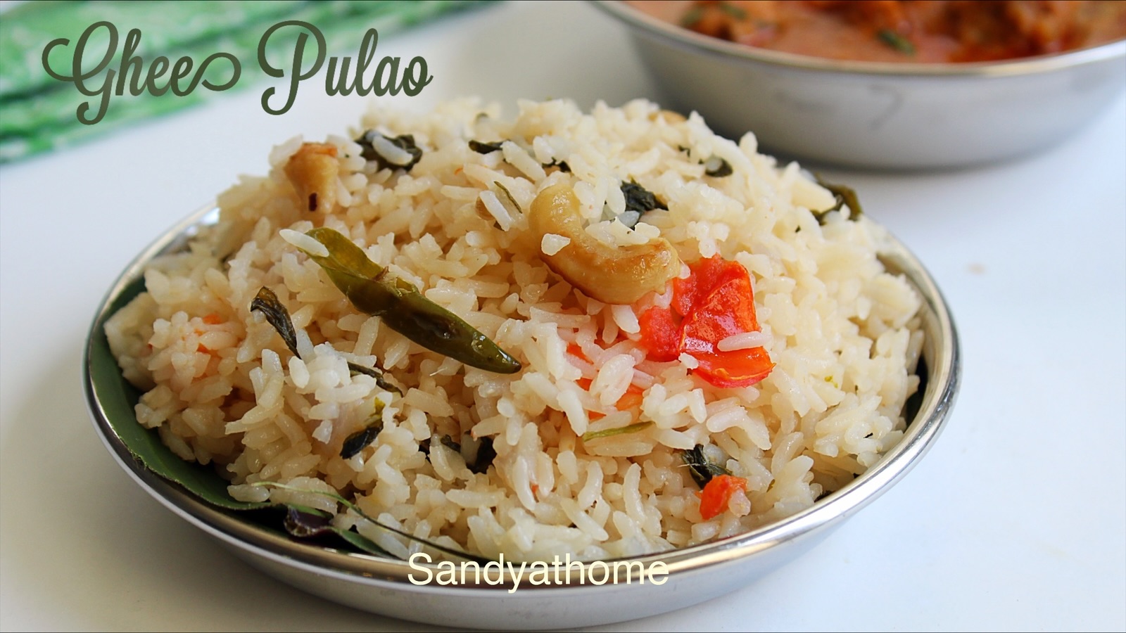 Tamil Muslim ghee rice paired with spicy chicken salna and onion raita