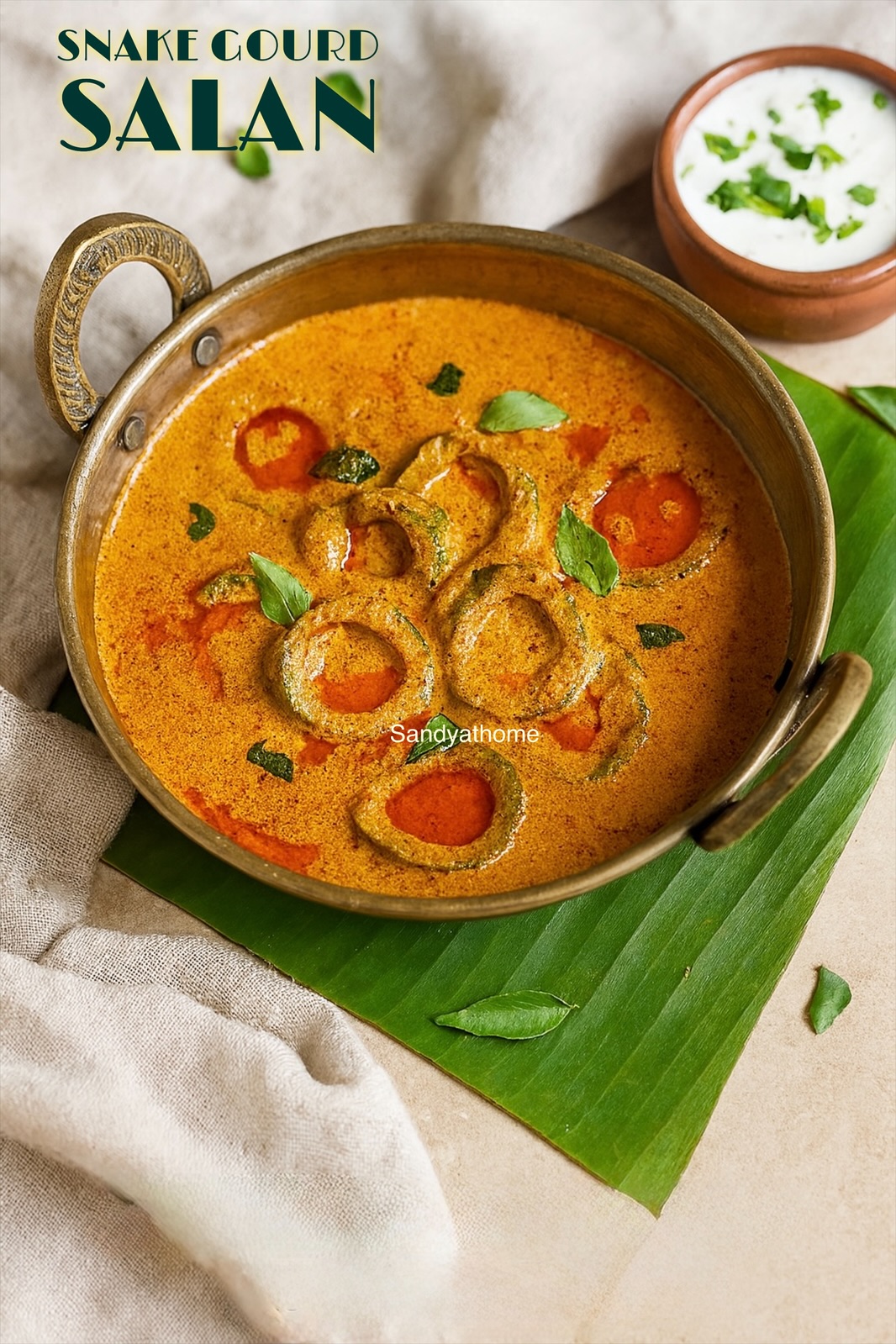 Potlakaya Salan (Snake Gourd / Pudalangai Salan) – Authentic Hyderabadi-style vegetarian curry made with sesame, peanuts, and tamarind. South Indian biryani side dish without tomato.