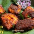 Tamarind salmon fry recipe inspired by cheppala fry and meen varuval from South Indian coastal homes.
