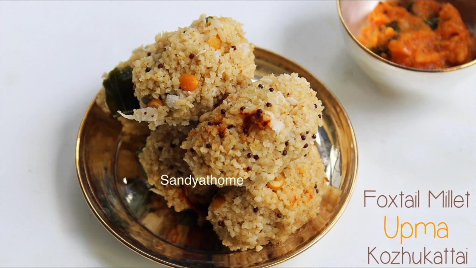 Steamed millet upma kozhukattai also called upma kudumulu, served with coconut chutney