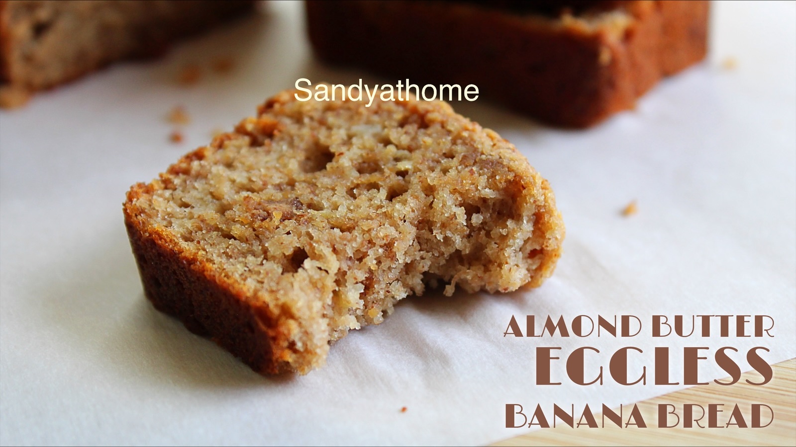 Healthy mini almond butter banana bread loaf baked with whole wheat flour and almond flour for a guilt-free treat