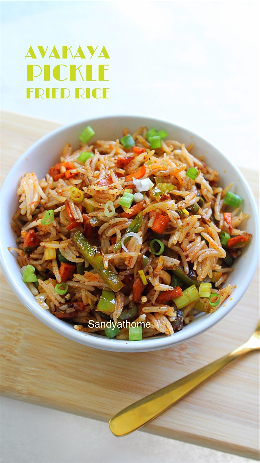Quick Andhra Avakaya Fried Rice recipe perfect for lunch or dinner