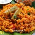 Sri Lankan Tamil style drumstick biryani cooked in coconut milk with seeraga samba rice and whole spices