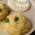 Close-up of creamy sooji pongal with cashews, pepper, and ghee tempering