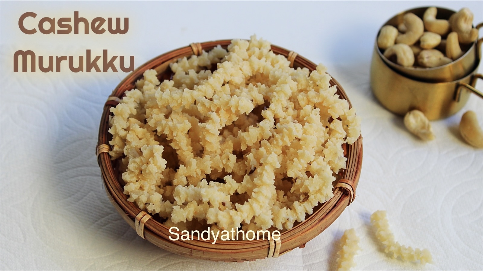 Homemade crispy Mundhiri Murukku or Cashew Murukku served as a festive Diwali snack