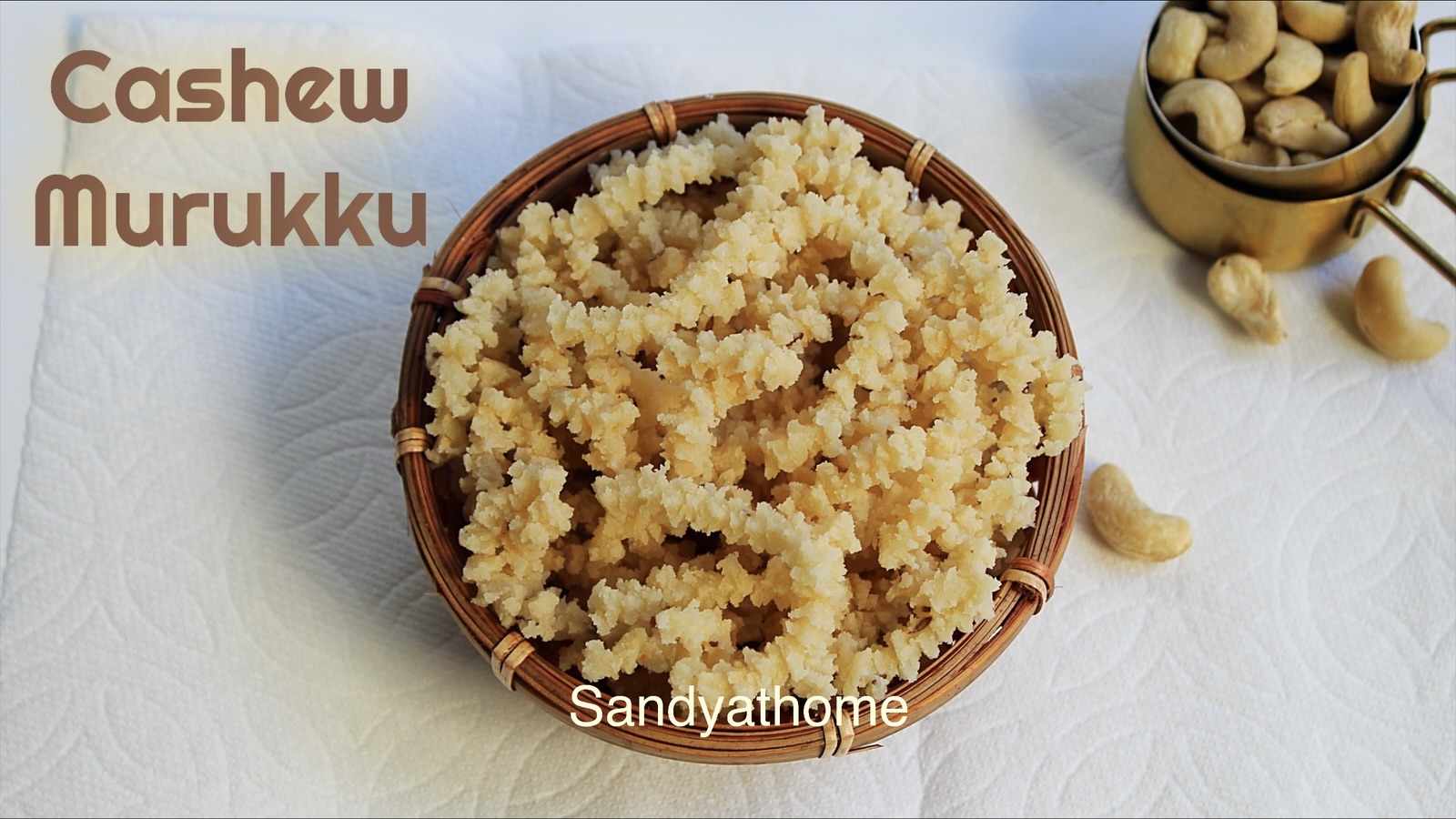 Golden crispy cashew murukku/Kaju Chakli served for Diwali celebrations