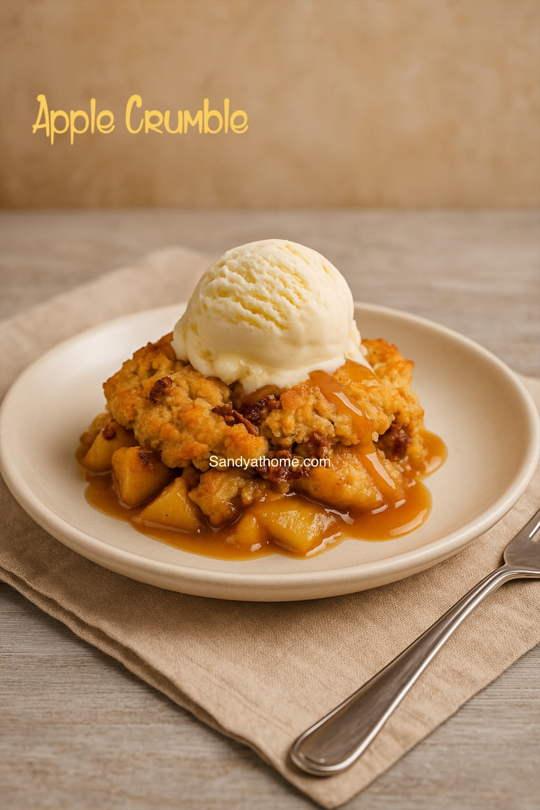 Homemade two-apple cobbler showing the tender spiced apple filling and fluffy biscuit-style topping.