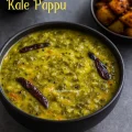 Andhra-style Kale Pappu served with steamed rice and a drizzle of ghee.